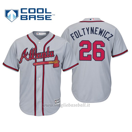 Maglia Baseball Uomo Atlanta Braves Mike Foltynewicz Cool Base Majestic Road 2019 Grigio